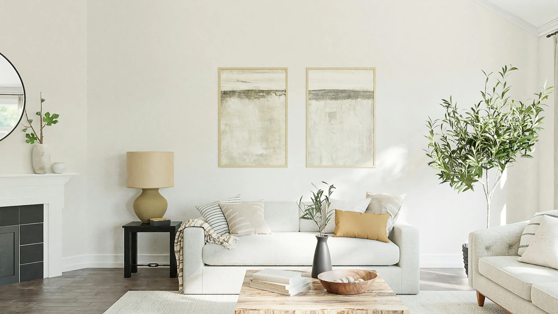 Bright, staged living room by GMG Homes
